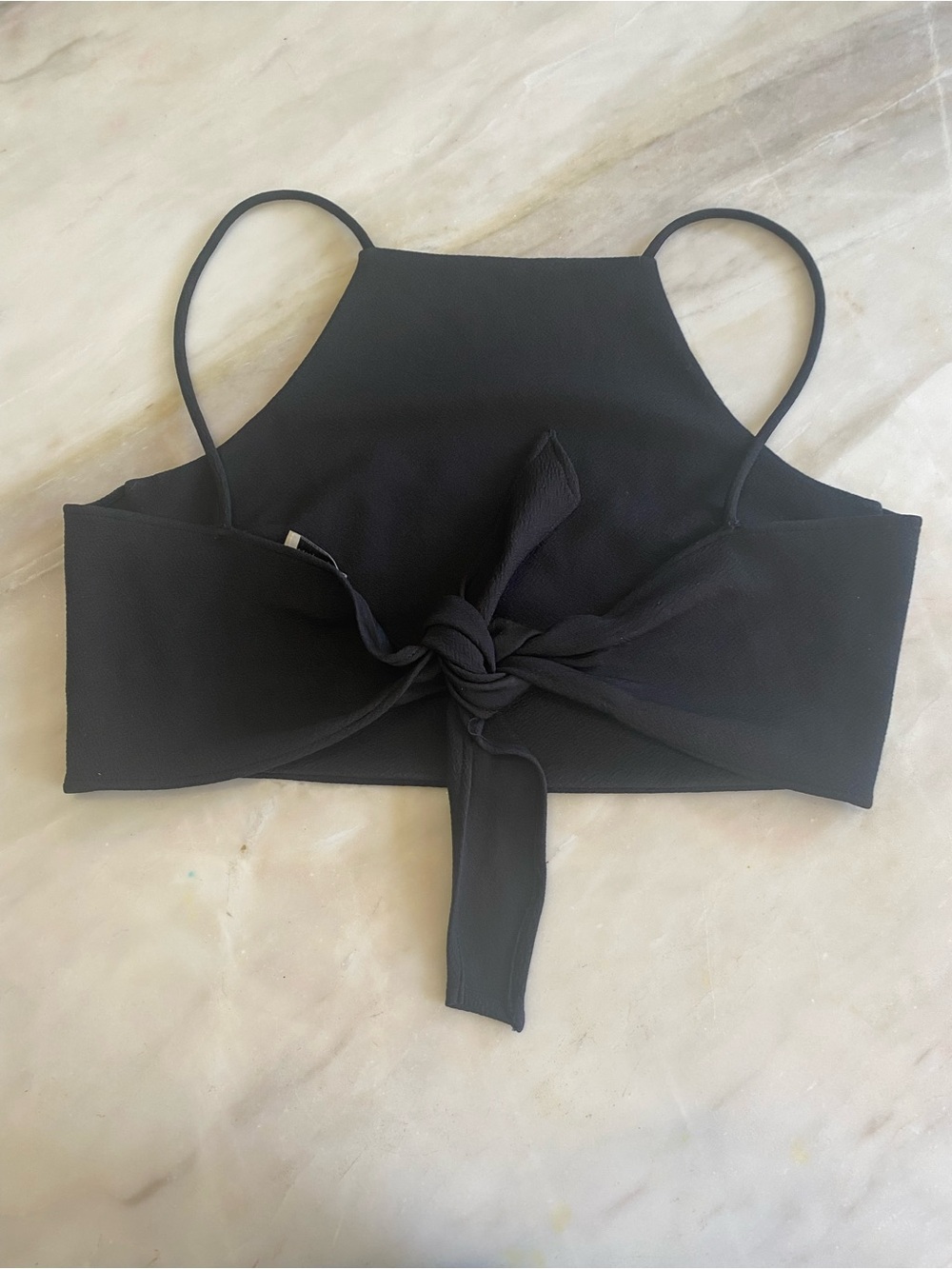 show me your mumu Women’s Black Tie back Crop Tank Top sz small